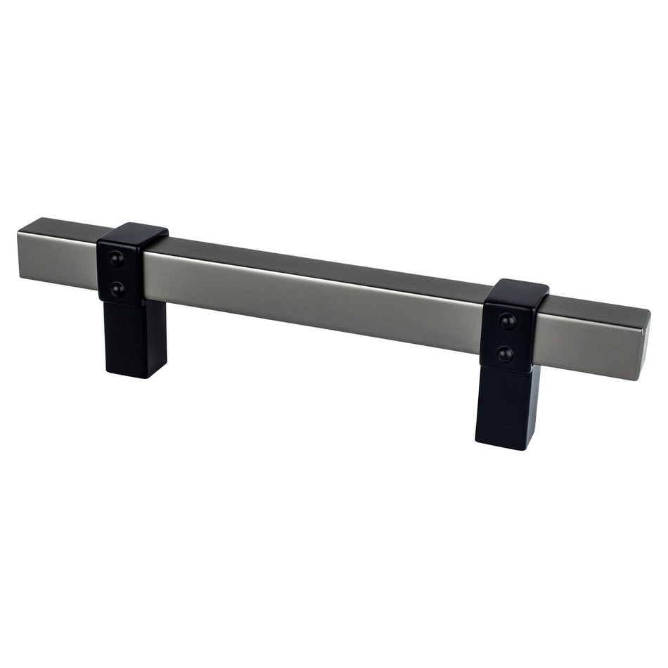 Berenson 5127-4SLT55: 96mm cc Rivet Rebel Cabinet Pull - Slate and Matte Black