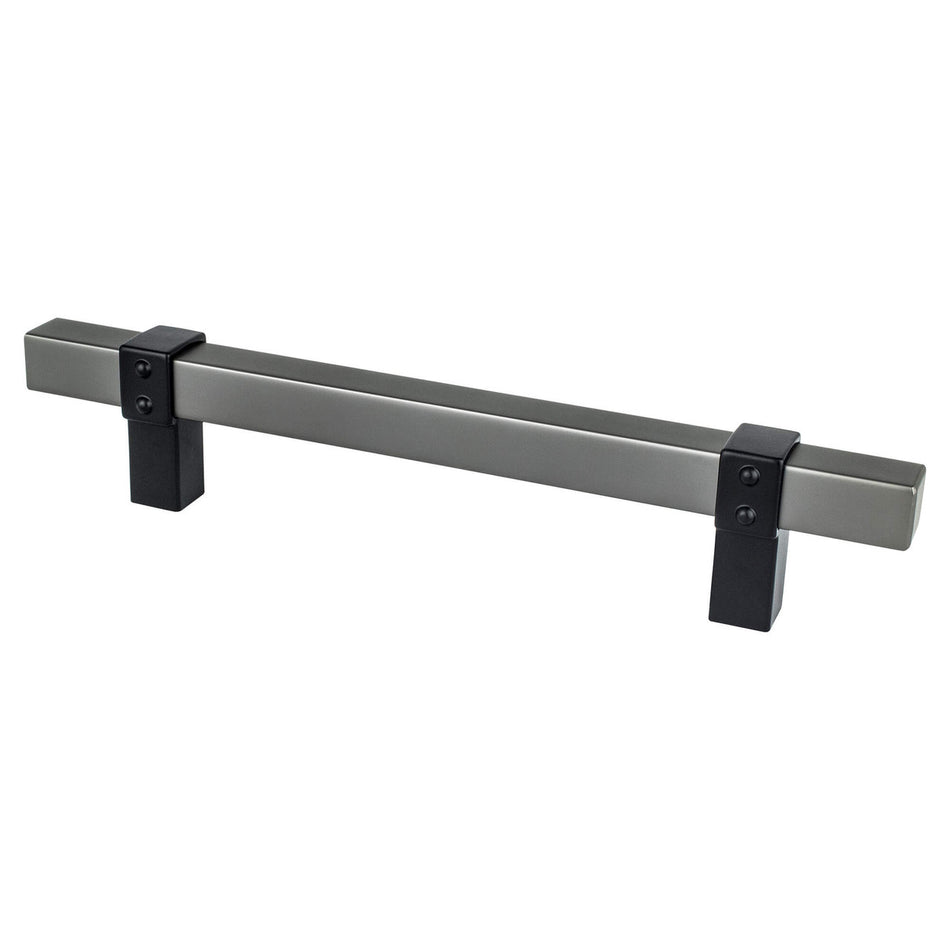 Berenson 5128-4SLT55: 128mm cc Rivet Rebel Cabinet Pull - Slate and Matte Black