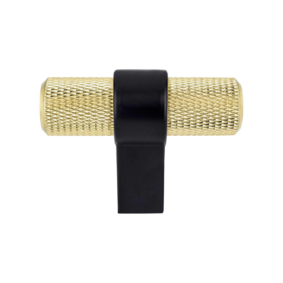Berenson 5141-4MDB55: 2" Radial Reign T-Bar Cabinet Knob - Modern Brushed Gold/Matte Black