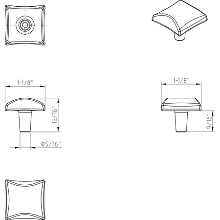 Elements 525DBAC: 1-1/8" Glendale Square Cabinet Knob - Brushed Oil Rubbed Bronze