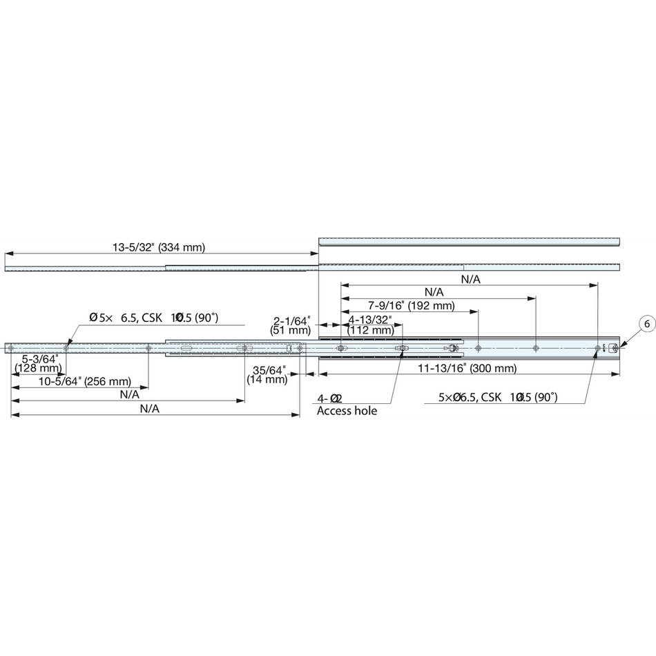 Sugatsune 5302-300: 300mm Full Extension Ball Bearing Drawer Slide - Stainless Steel