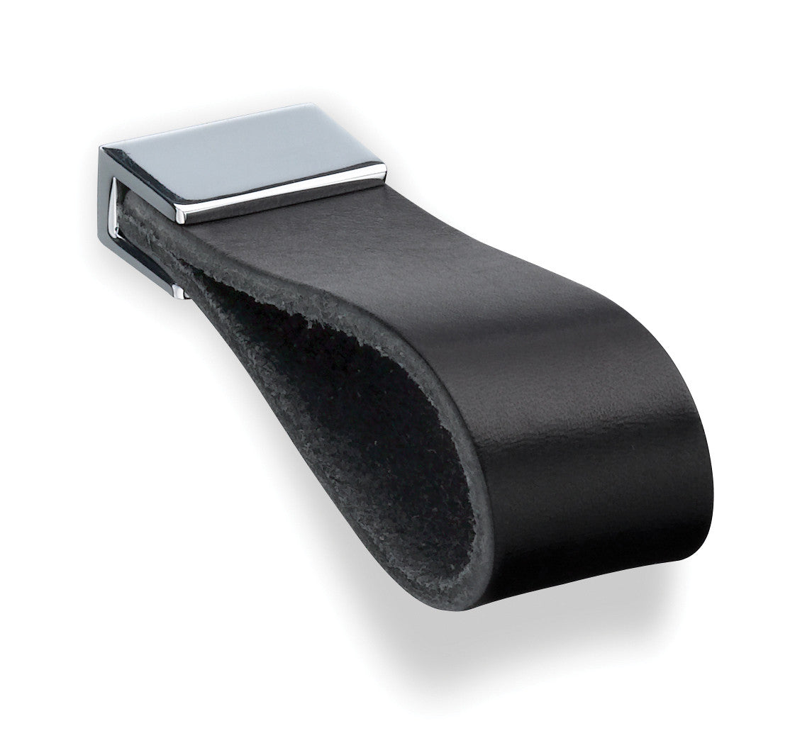 Schwinn 54401: 16mm cc Cabinet Pull - Polished Chrome/Black Leather