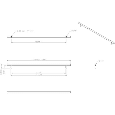 Elements 558SS: 480 mm cc Naples Round Bar Cabinet Pull - Stainless Steel
