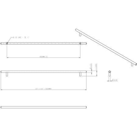 Elements 560PC: 480 mm cc Naples Round Bar Cabinet Pull - Polished Chrome