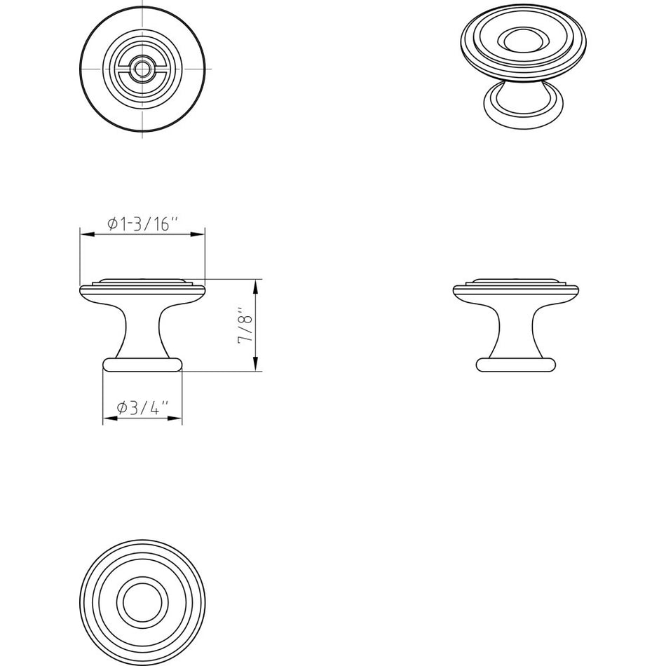Elements 575BNBDL: 1-3/16" Syracuse Round Cabinet Knob - Brushed Pewter