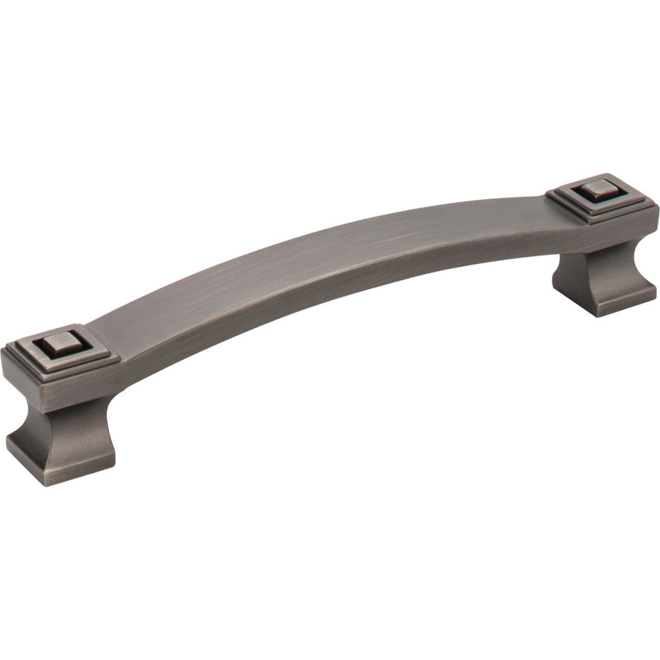 Jeffrey Alexander 585-128BNBDL: 128mm cc Delmar Curved Bar Cabinet Pull - Brushed Pewter
