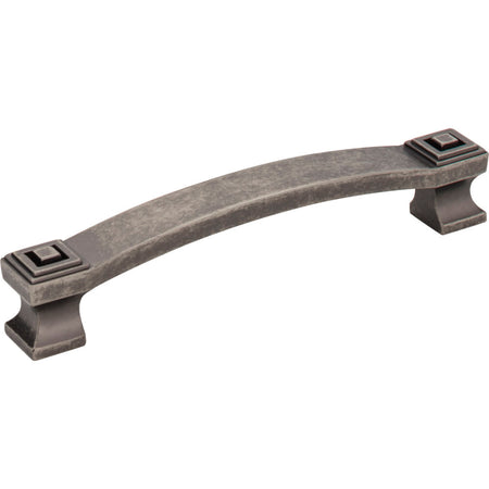 Jeffrey Alexander 585-128DP: 128mm cc Delmar Curved Bar Cabinet Pull - Distressed Pewter