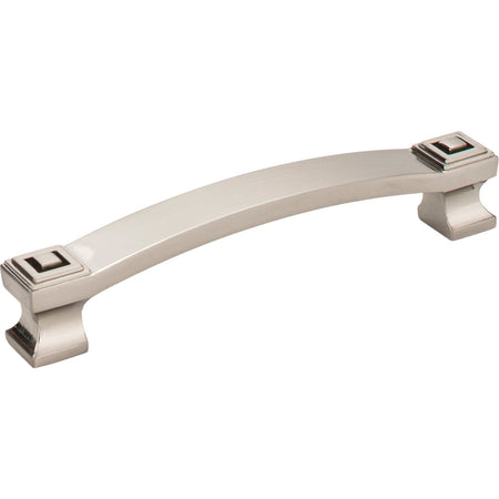 Jeffrey Alexander 585-128SN: 128mm cc Delmar Curved Bar Cabinet Pull - Satin Nickel