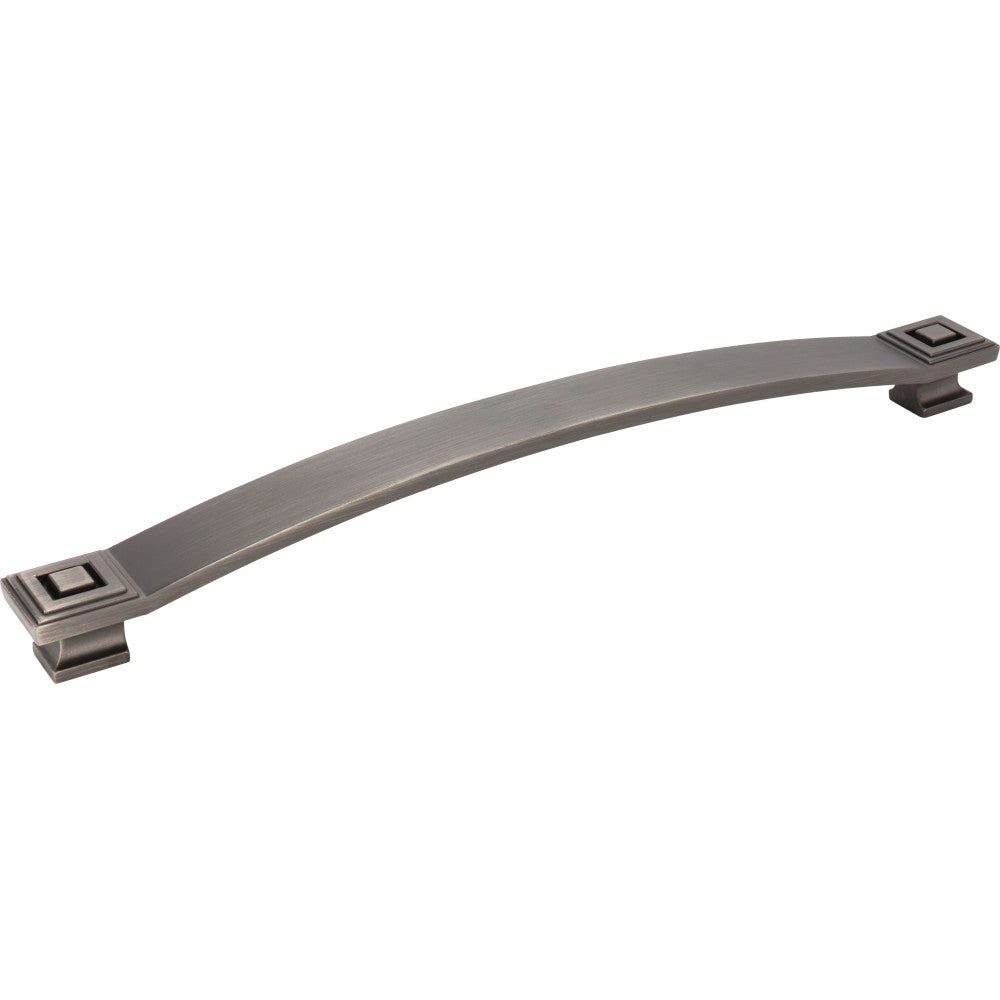 Jeffrey Alexander 585-12BNBDL: 12" cc Delmar Curved Bar Appliance Pull - Brushed Pewter