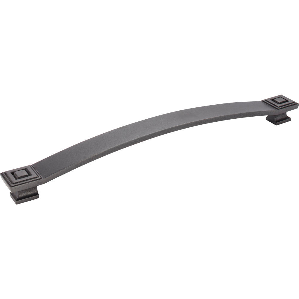 Jeffrey Alexander 585-12DACM: 12" cc Delmar Curved Bar Appliance Pull - Gun Metal