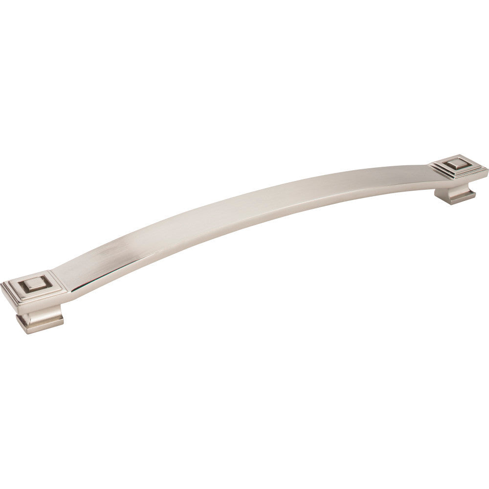 Jeffrey Alexander 585-12SN: 12" cc Delmar Curved Bar Appliance Pull - Satin Nickel