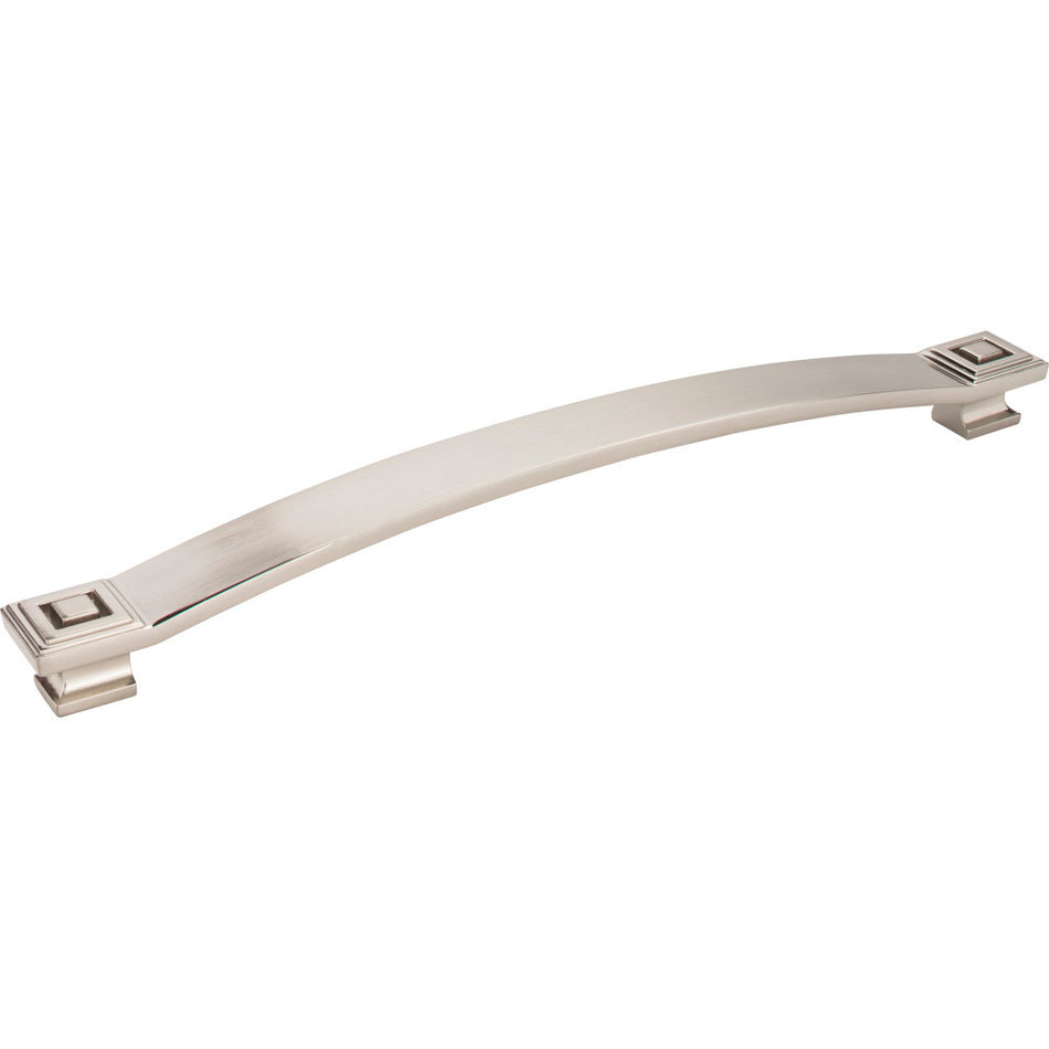 Jeffrey Alexander 585-12SN: 12" cc Delmar Curved Bar Appliance Pull - Satin Nickel