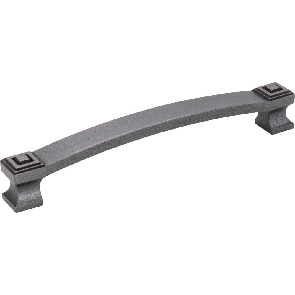 Jeffrey Alexander 585-160DACM: 160mm cc Delmar Curved Bar Cabinet Pull - Gun Metal