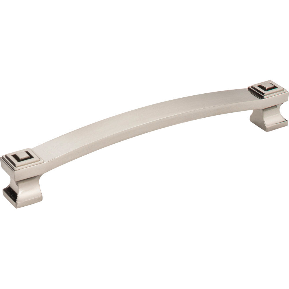 Jeffrey Alexander 585-160SN: 160mm cc Delmar Curved Bar Cabinet Pull - Satin Nickel