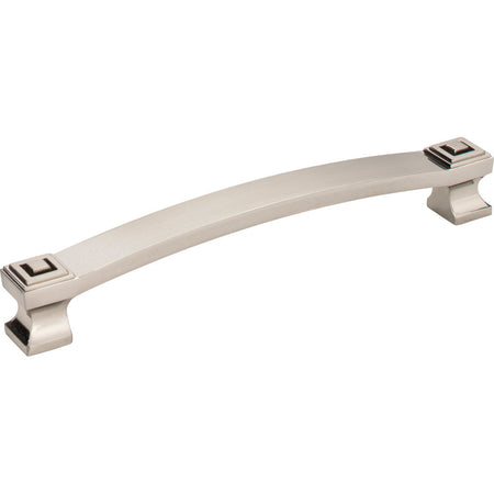 Jeffrey Alexander 585-160SN: 160mm cc Delmar Curved Bar Cabinet Pull - Satin Nickel