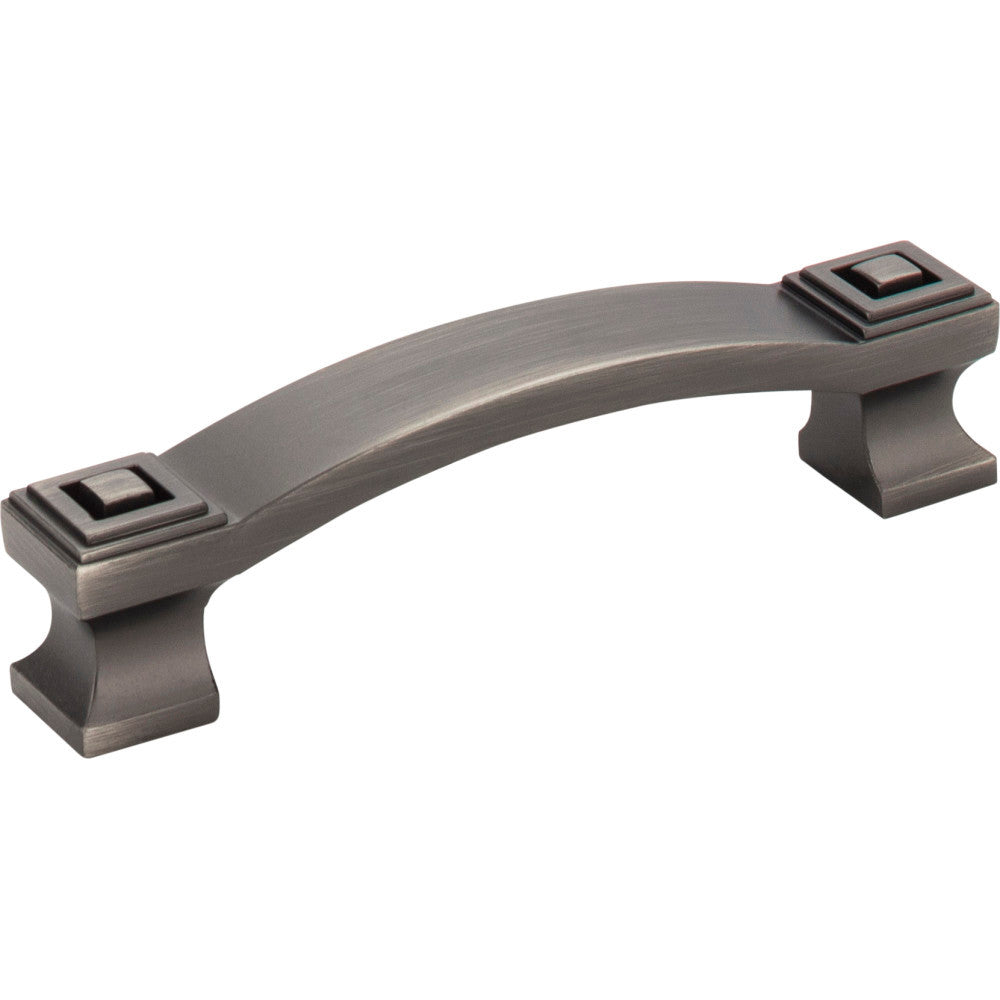 Jeffrey Alexander 585-96BNBDL: 96mm cc Delmar Curved Bar Cabinet Pull - Brushed Pewter