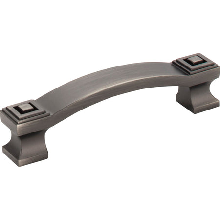 Jeffrey Alexander 585-96BNBDL: 96mm cc Delmar Curved Bar Cabinet Pull - Brushed Pewter
