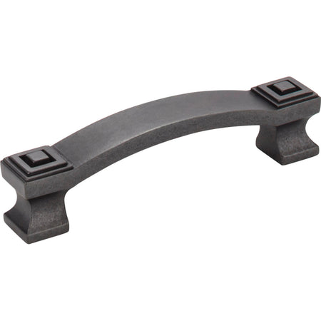 Jeffrey Alexander 585-96DACM: 96mm cc Delmar Curved Bar Cabinet Pull - Gun Metal