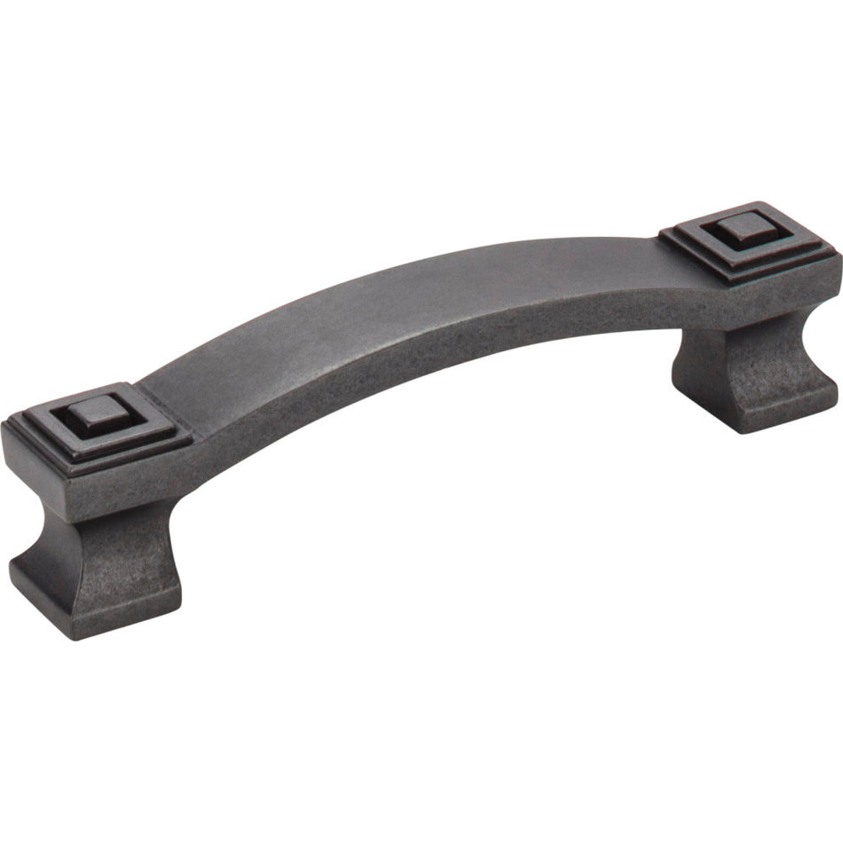 Jeffrey Alexander 585-96DACM: 96mm cc Delmar Curved Bar Cabinet Pull - Gun Metal