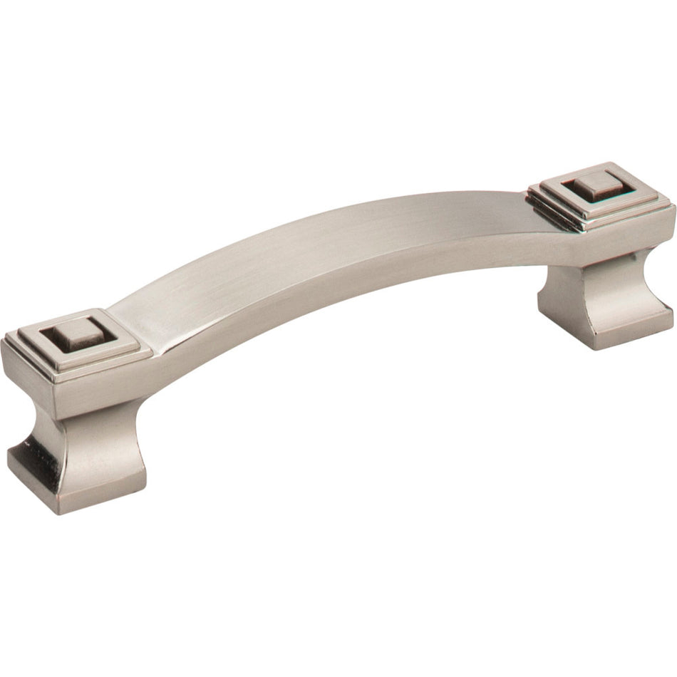 Jeffrey Alexander 585-96SN: 96mm cc Delmar Curved Bar Cabinet Pull - Satin Nickel