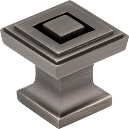 Jeffrey Alexander 585BNBDL: 1" Delmar Square Cabinet Knob - Brushed Pewter