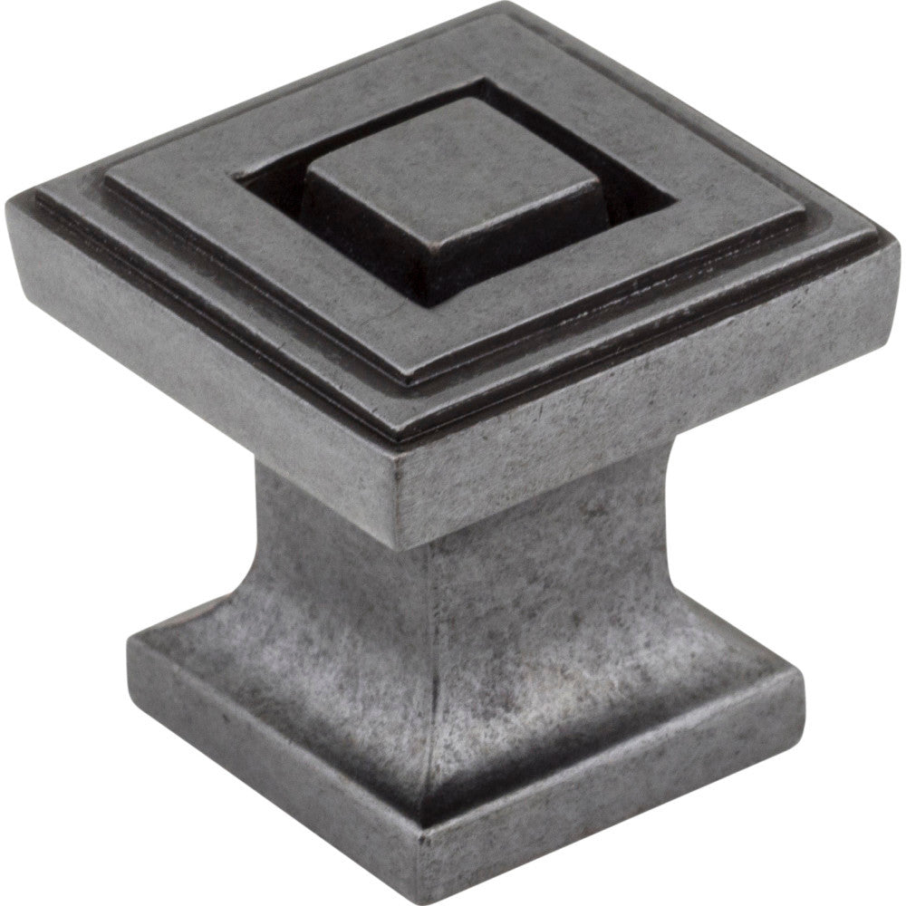 Jeffrey Alexander 585DACM: 1" Delmar Square Cabinet Knob - Gun Metal