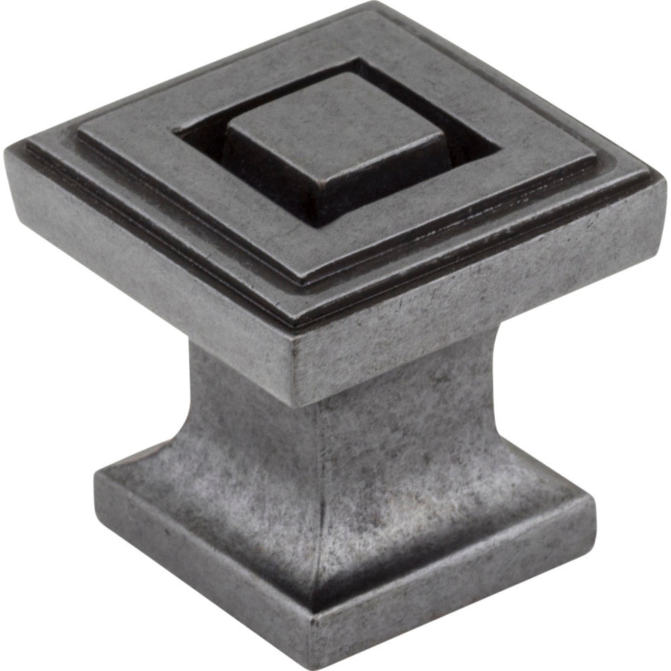Jeffrey Alexander 585DACM: 1" Delmar Square Cabinet Knob - Gun Metal