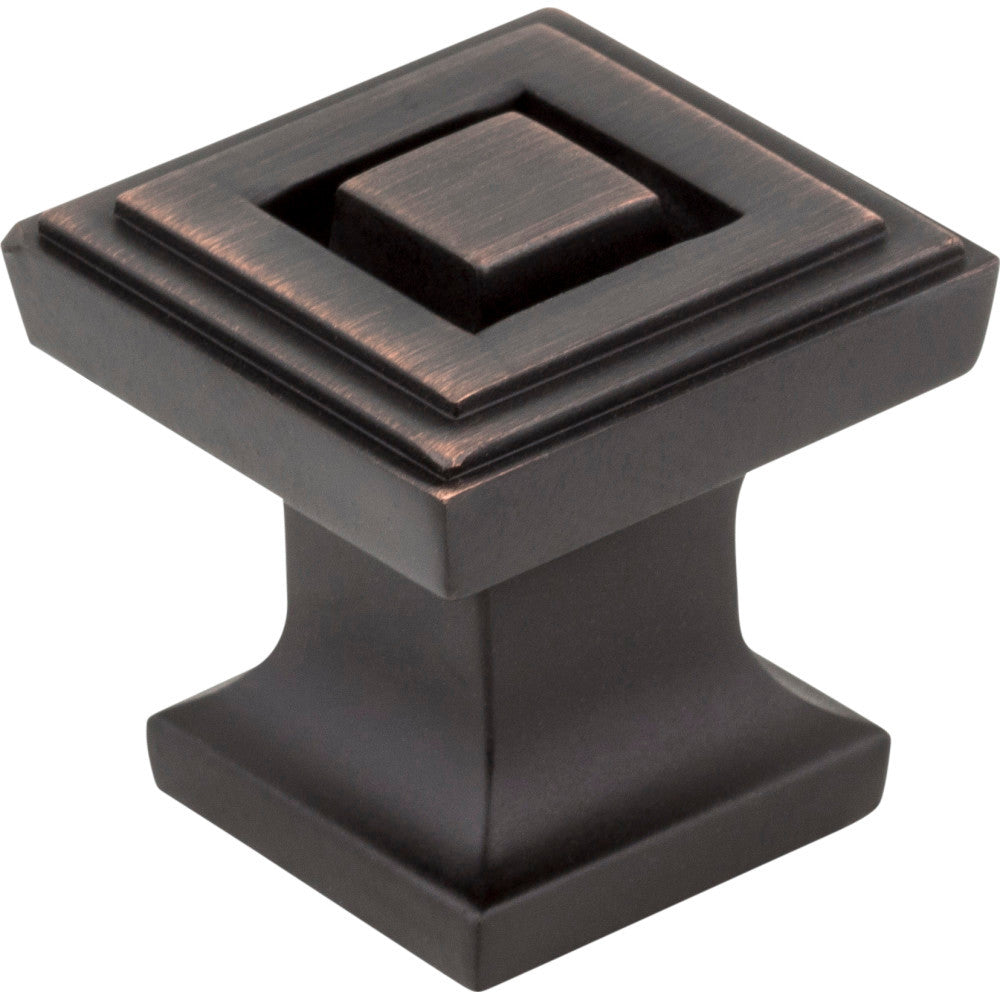 Jeffrey Alexander 585DBAC: 1" Delmar Square Cabinet Knob - Brushed Oil Rubbed Bronze