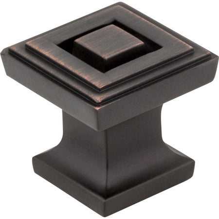 Jeffrey Alexander 585DBAC: 1" Delmar Square Cabinet Knob - Brushed Oil Rubbed Bronze
