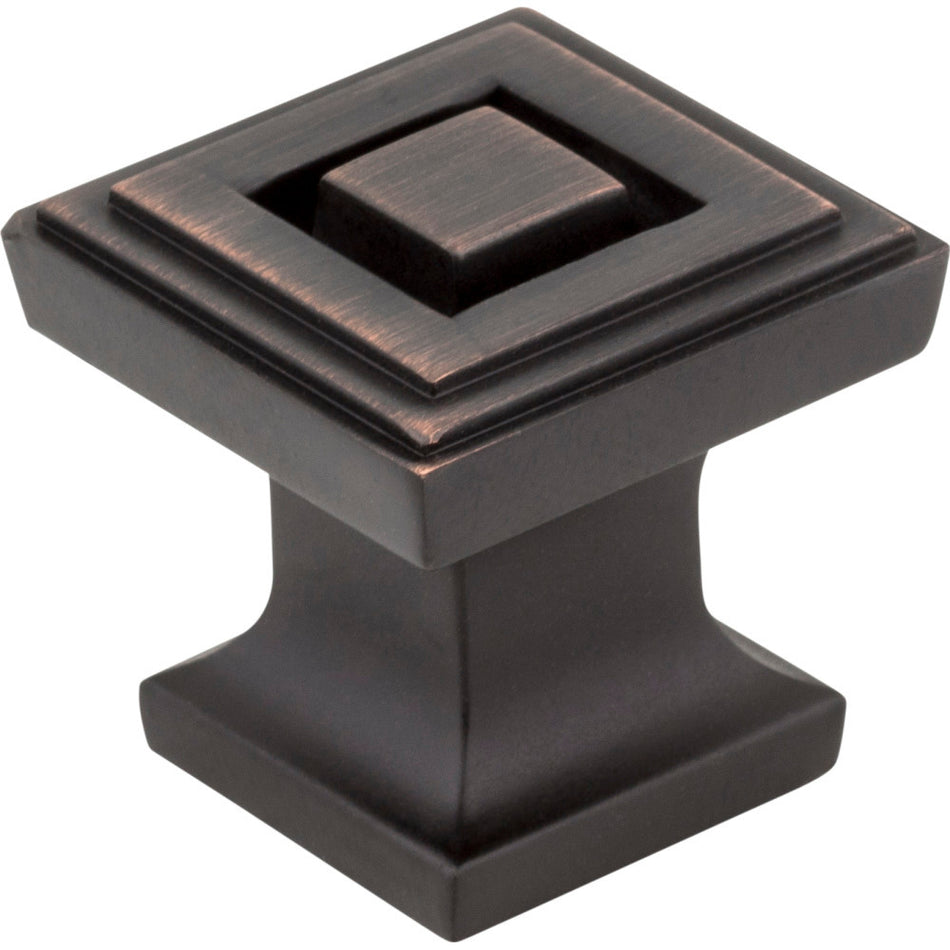 Jeffrey Alexander 585DBAC: 1" Delmar Square Cabinet Knob - Brushed Oil Rubbed Bronze