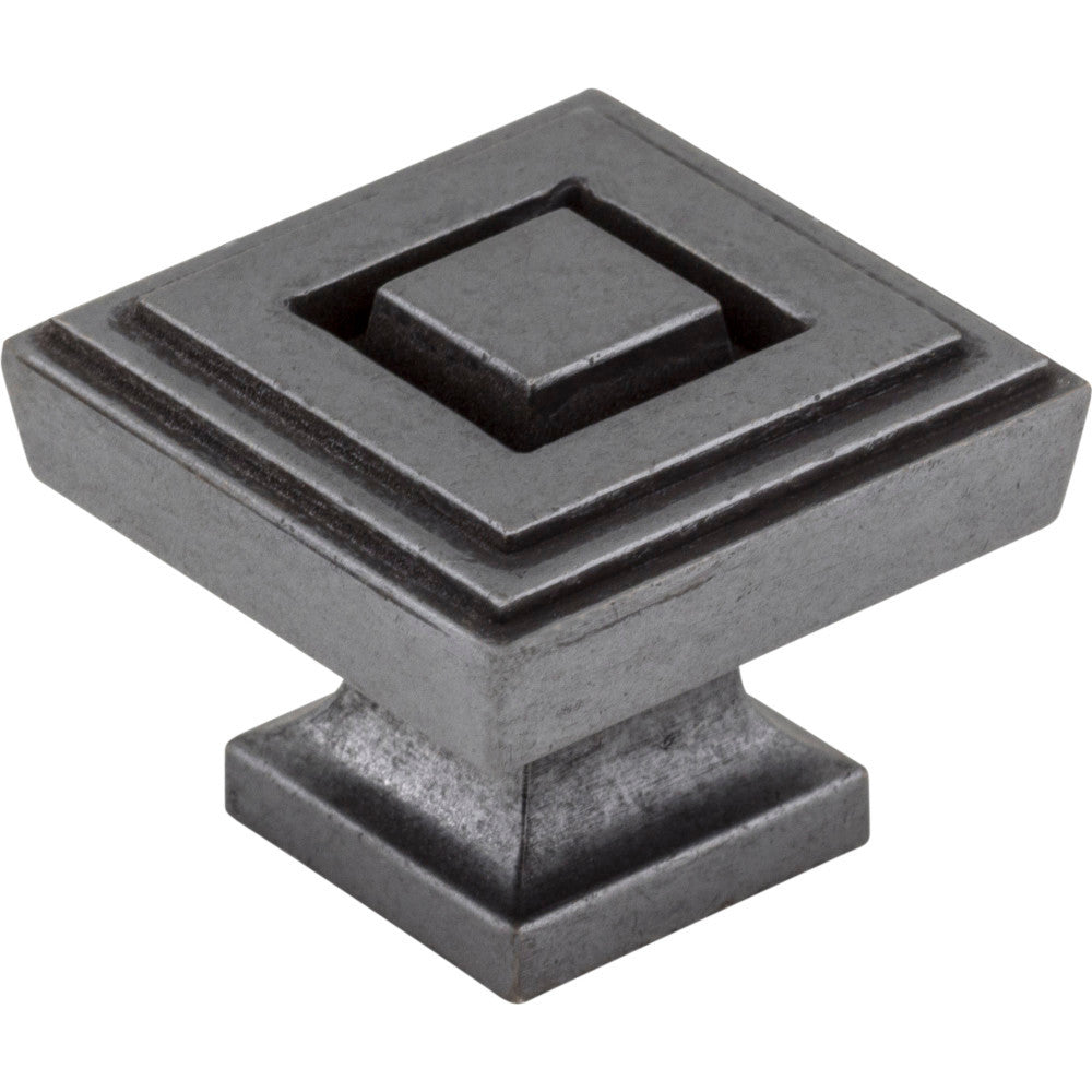 Jeffrey Alexander 585L-DACM: 1-1/4" Delmar Square Cabinet Knob - Gun Metal