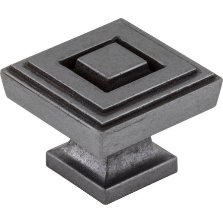 Jeffrey Alexander 585L-DACM: 1-1/4" Delmar Square Cabinet Knob - Gun Metal