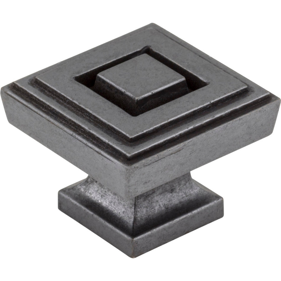 Jeffrey Alexander 585L-DACM: 1-1/4" Delmar Square Cabinet Knob - Gun Metal