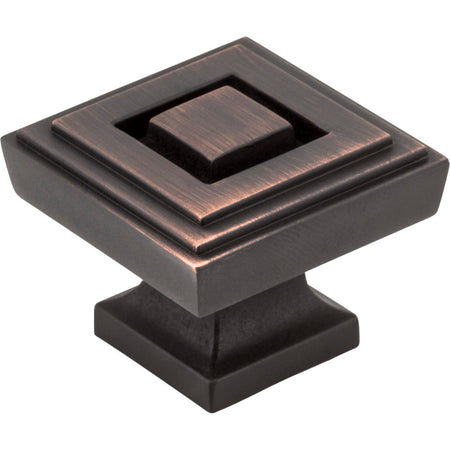 Jeffrey Alexander 585L-DBAC: 1-1/4" Delmar Square Cabinet Knob - Brushed Oil Rubbed Bronze