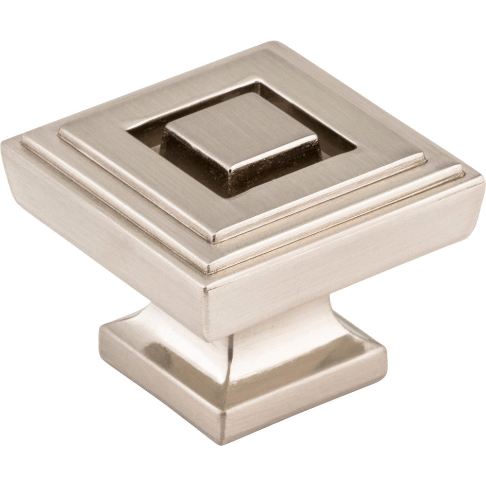 Jeffrey Alexander 585L-SN: 1-1/4" Delmar Square Cabinet Knob - Satin Nickel