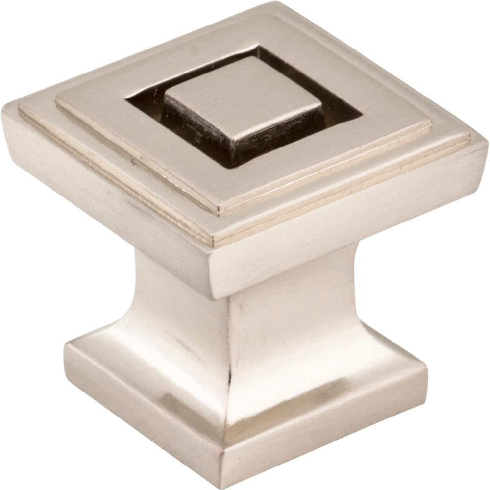 Jeffrey Alexander 585SN: 1" Delmar Square Cabinet Knob - Satin Nickel