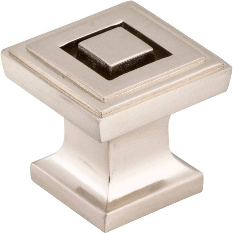Jeffrey Alexander 585SN: 1" Delmar Square Cabinet Knob - Satin Nickel