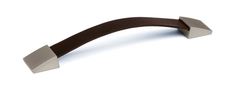 Schwinn 59390: 160mm cc Cabinet Pull - Satin Nickel/Brown Leather