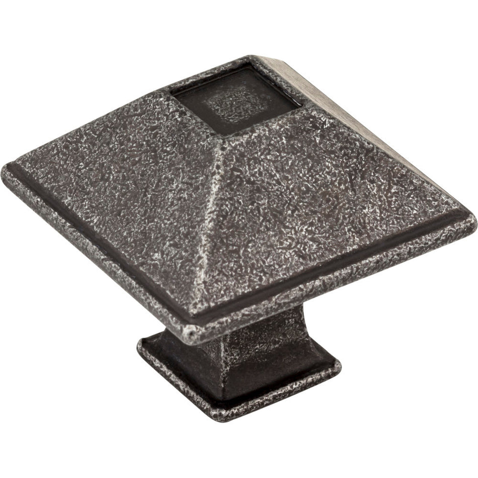 Jeffrey Alexander 602S-SIM: 1-1/4" Tahoe Square Cabinet Knob - Distressed Antique Silver