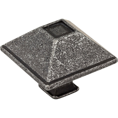 Jeffrey Alexander 602SIM: 1-1/2" Tahoe Square Cabinet Knob - Distressed Antique Silver