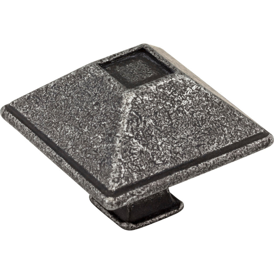 Jeffrey Alexander 602SIM: 1-1/2" Tahoe Square Cabinet Knob - Distressed Antique Silver