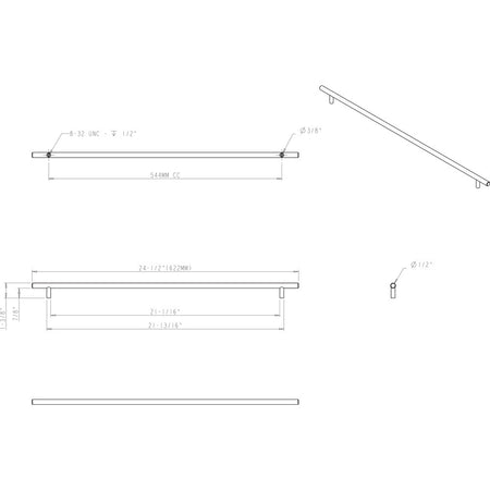 Elements 622SS: 544 mm cc Naples Round Bar Cabinet Pull - Stainless Steel