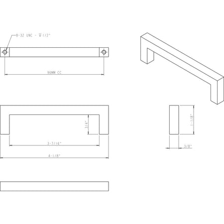 Elements 625-96BG: 96 mm cc Stanton Square Bar Cabinet Pull - Brushed Gold