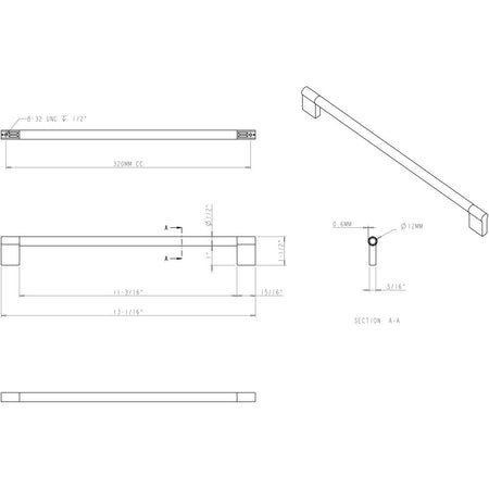 Elements 645-320SN: 320 mm cc Knox Round Bar Cabinet Pull - Satin Nickel