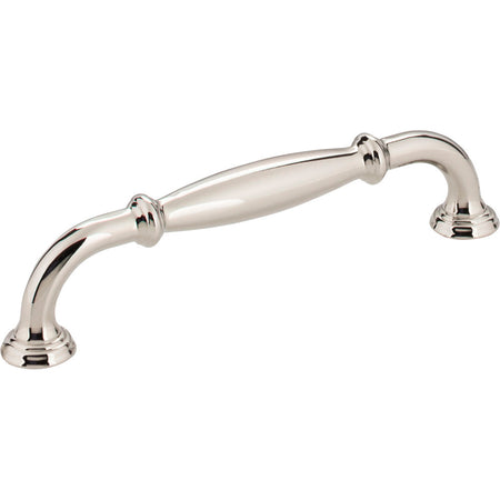 Jeffrey Alexander 658-128NI: 128mm cc Tiffany D-Handle Cabinet Pull - Polished Nickel