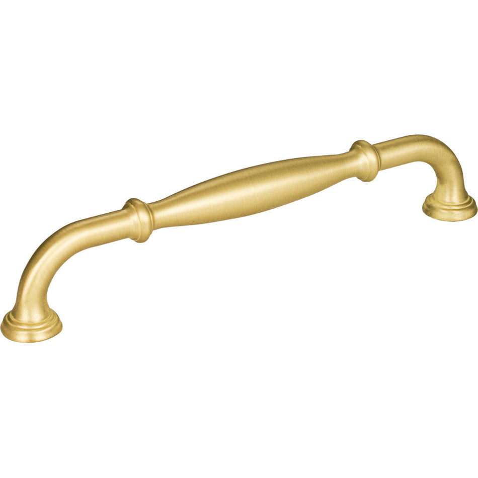 Jeffrey Alexander 658-160BG: 160mm cc Tiffany D-Handle Cabinet Pull - Brushed Gold
