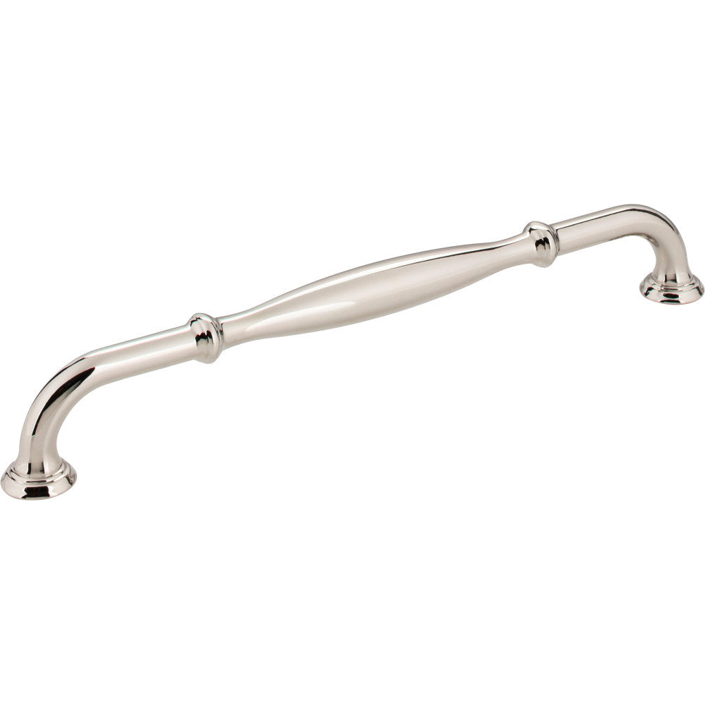 Jeffrey Alexander 658-224NI: 224mm cc Tiffany D-Handle Cabinet Pull - Polished Nickel
