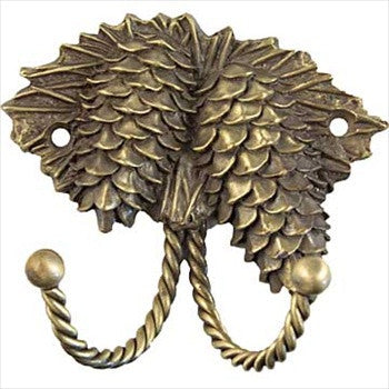 Sierra Lifestyles 681017: Pinecone Decorative Wall Hook - Antique Brass