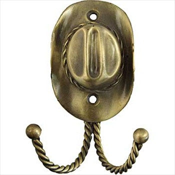 Sierra Lifestyles 681055: Cowboy Hat Decorative Wall Hook - Antique Brass