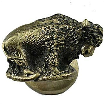 Sierra Lifestyles 681284: Buffalo Cabinet Knob - Left - Antique Brass